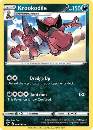 Krookodile 109/185 - SWSH04 Vivid Voltage Reverse Holofoil - Poke-Collect