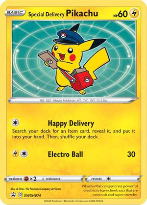 Special Delivery Pikachu SWSH074/307 - SWSH Black Star Promos Holofoil - Poke-Collect