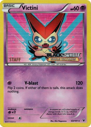 Victini - 43/101 (Prerelease) [Staff] 43 - Black and White Promos Holofoil - Poke-Collect