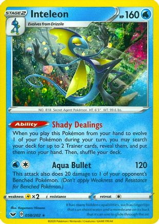 Inteleon - 058/202 (Cosmos Holo) 58 - Miscellaneous Cards & Products Holofoil - Poke-Collect