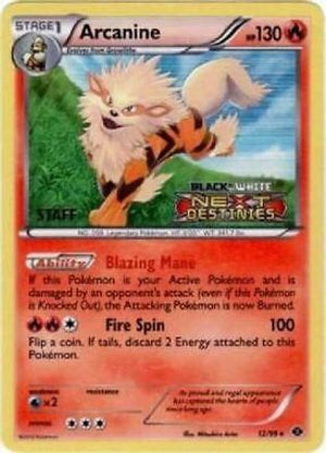 Arcanine (Prerelease) [Staff] 12 - Black and White Promos Holofoil - Poke-Collect