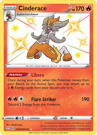 Cinderace SV017/122 - Shiny Vault Holofoil - Poke-Collect