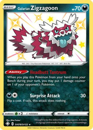 Galarian Zigzagoon SV078/122 - Shining Fates Shiny Vault Holofoil