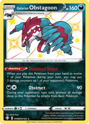 Galarian Obstagoon SV080/122 - Shining Fates Shiny Vault Holofoil - Poke-Collect