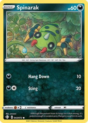 Spinarak 43/72 - Shining Fates Reverse Holofoil - Poke-Collect