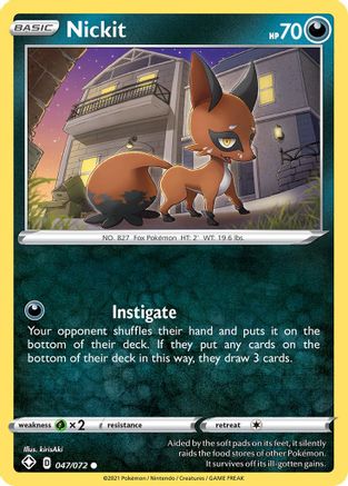 Nickit 47/72 - Shining Fates Reverse Holofoil - Poke-Collect