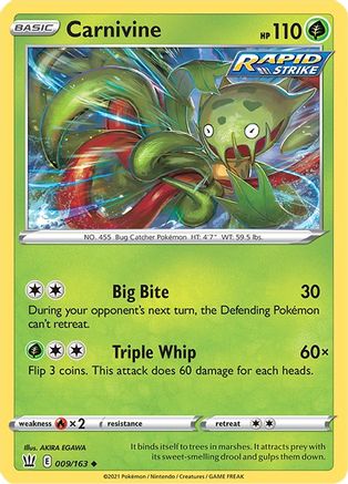 Carnivine 9/163 - SWSH05 Battle Styles Reverse Holofoil - Poke-Collect
