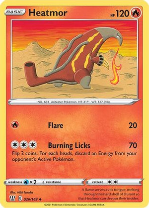 Heatmor 26/163 - SWSH05 Battle Styles Reverse Holofoil - Poke-Collect