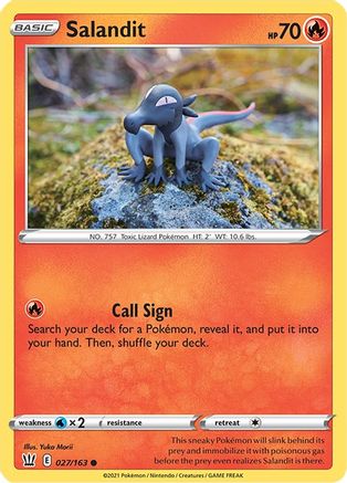 Salandit 27/163 - SWSH05 Battle Styles Reverse Holofoil - Poke-Collect
