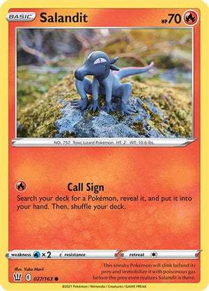 Salandit 27/163 - Battle Styles Reverse Holofoil - Poke-Collect