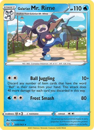 Galarian Mr. Rime 35/163 - SWSH05 Battle Styles Reverse Holofoil - Poke-Collect