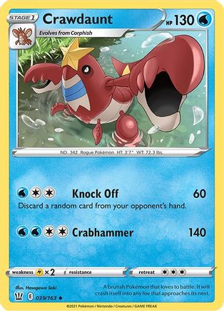 Crawdaunt 39/163 - SWSH05 Battle Styles - Poke-Collect