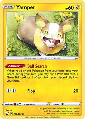 Yamper 52/163 - Battle Styles Reverse Holofoil - Poke-Collect