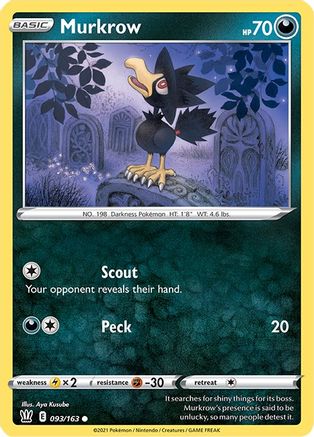 Murkrow 93/163 - SWSH05 Battle Styles Reverse Holofoil - Poke-Collect