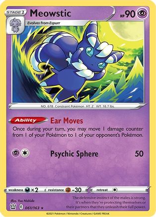 Meowstic 61/163 - SWSH05 Battle Styles Reverse Holofoil - Poke-Collect