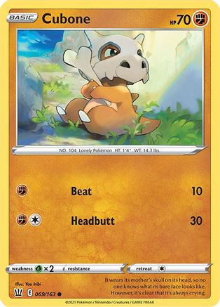 Cubone 69/163 - SWSH05 Battle Styles Reverse Holofoil - Poke-Collect