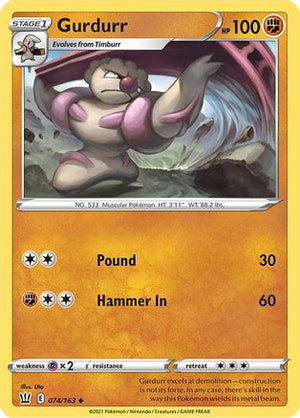 Gurdurr 74/163 - SWSH05 Battle Styles Reverse Holofoil - Poke-Collect
