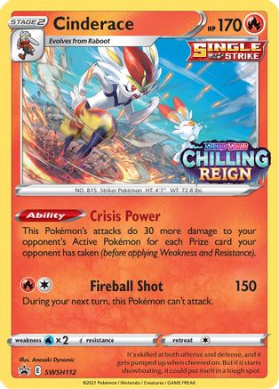Cinderace - SWSH112 (Prerelease) SWSH112/307 - SWSH Sword & Shield Promo Cards Holofoil - Poke-Collect