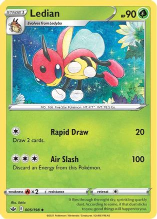 Ledian 5/198 - SWSH06 Chilling Reign Reverse Holofoil - Poke-Collect