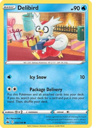 Delibird 32/198 - SWSH06 Chilling Reign Reverse Holofoil - Poke-Collect