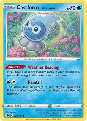 Castform Rainy Form 33/198 - SWSH06 Chilling Reign Reverse Holofoil - Poke-Collect