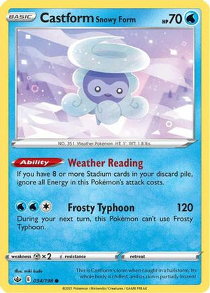 Castform Snowy Form 34/198 - SWSH06 Chilling Reign Reverse Holofoil - Poke-Collect