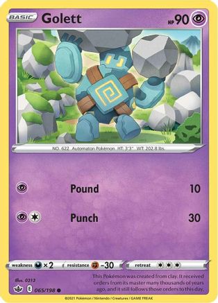 Golett 65/198 - SWSH06 Chilling Reign Reverse Holofoil - Poke-Collect