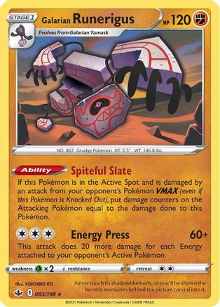 Galarian Runerigus 83/198 - SWSH06 Chilling Reign Reverse Holofoil - Poke-Collect