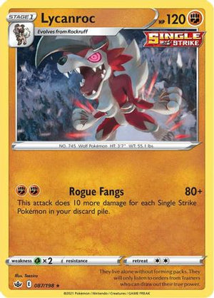 Lycanroc 87/198 - SWSH06 Chilling Reign Reverse Holofoil