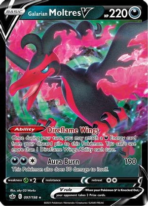 Galarian Moltres V 97/198 - Chilling Reign Holofoil - Poke-Collect