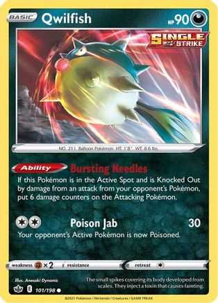 Qwilfish 101/198 - SWSH06 Chilling Reign Reverse Holofoil - Poke-Collect