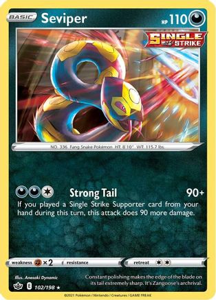 Seviper 102/198 - SWSH06 Chilling Reign Reverse Holofoil - Poke-Collect