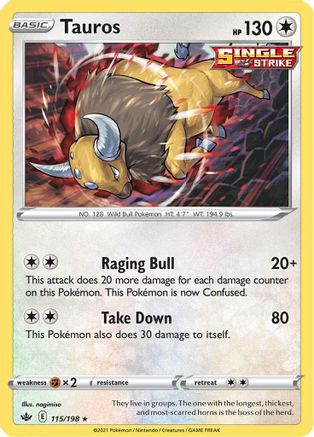 Tauros 115/198 - Chilling Reign Reverse Holofoil - Poke-Collect