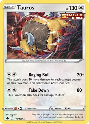 Tauros 115/198 - Chilling Reign Reverse Holofoil - Poke-Collect