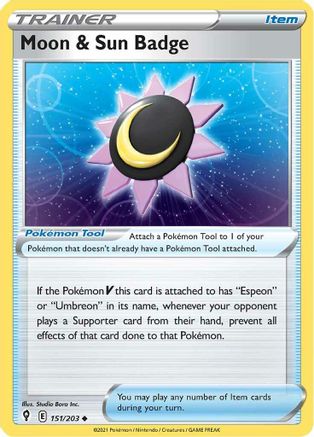 Moon & Sun Badge 151/203 - SWSH07 Evolving Skies - Poke-Collect