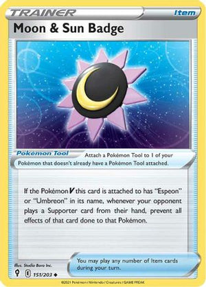 Moon & Sun Badge 151/203 - SWSH07 Evolving Skies Reverse Holofoil - Poke-Collect
