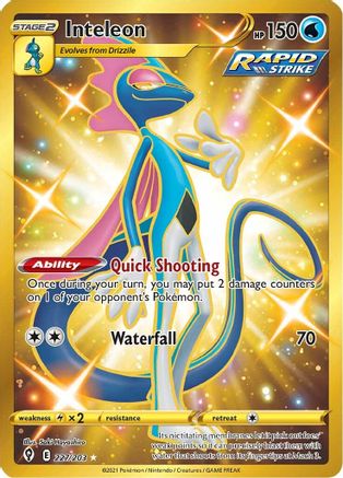 Inteleon (Secret) 227/203 - SWSH07 Evolving Skies Holofoil - Poke-Collect