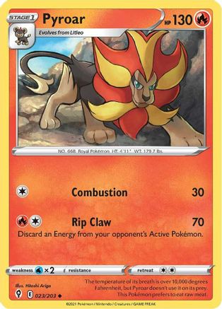Pyroar 23/203 - SWSH07 Evolving Skies Reverse Holofoil - Poke-Collect