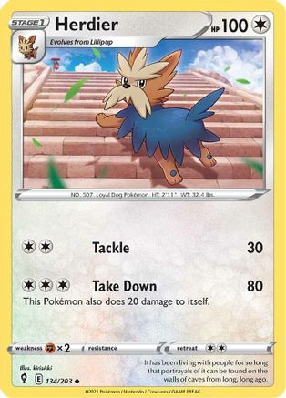 Herdier 134/203 - SWSH07 Evolving Skies - Poke-Collect