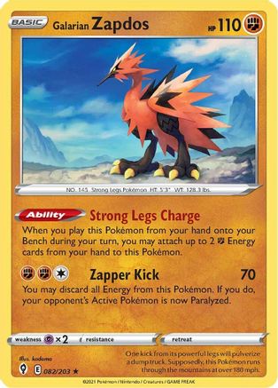 Galarian Zapdos 82/203 - SWSH07 Evolving Skies Reverse Holofoil - Poke-Collect