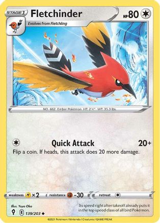 Fletchinder 139/203 - SWSH07 Evolving Skies Reverse Holofoil - Poke-Collect