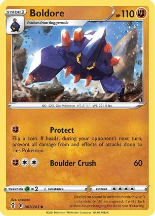 Boldore 87/203 - SWSH07 Evolving Skies Reverse Holofoil - Poke-Collect