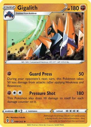 Gigalith 88/203 - Evolving Skies Reverse Holofoil - Poke-Collect