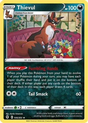 Thievul 105/203 - Evolving Skies Reverse Holofoil - Poke-Collect