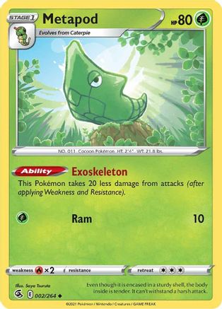 Metapod 2/264 - SWSH08 Fusion Strike Reverse Holofoil - Poke-Collect