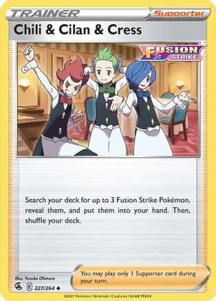 Chili & Cilan & Cress 227/264 - SWSH08 Fusion Strike Reverse Holofoil - Poke-Collect