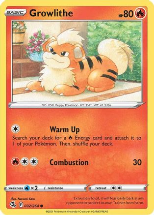 Growlithe 32/264 - SWSH08 Fusion Strike Reverse Holofoil - Poke-Collect