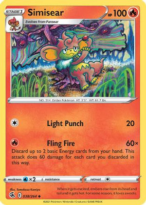 Simisear 38/264 - Fusion Strike Reverse Holofoil - Poke-Collect