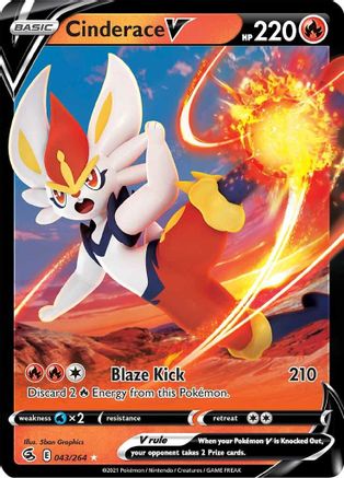 Cinderace V (43) 43/264 - SWSH08 Fusion Strike Holofoil - Poke-Collect