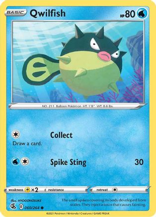 Qwilfish 60/264 - SWSH08 Fusion Strike Reverse Holofoil - Poke-Collect